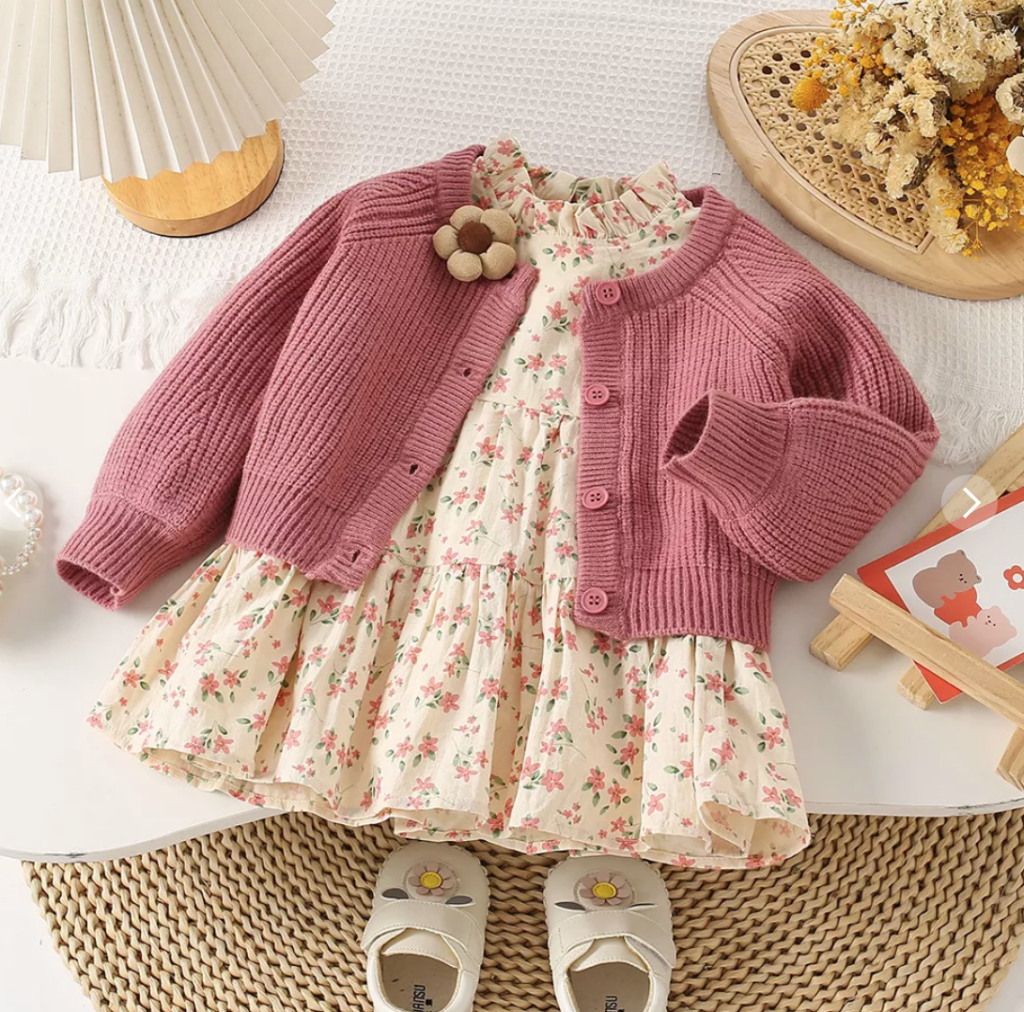 Baby emotional regulation nursery with organic cotton floral dress