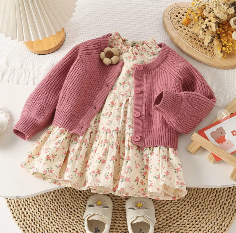 Baby emotional regulation nursery with organic cotton floral dress
